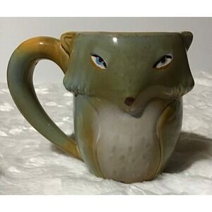 Gibson Coffee Mug Fox Large 18oz. Drip Glaze Stoneware Pottery Cottagecore